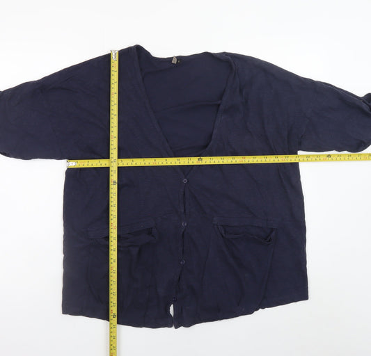Womens UK Size 12 Topshop Blue Basic Button-Up