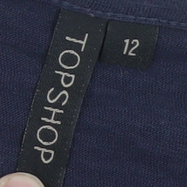 Womens UK Size 12 Topshop Blue Basic Button-Up
