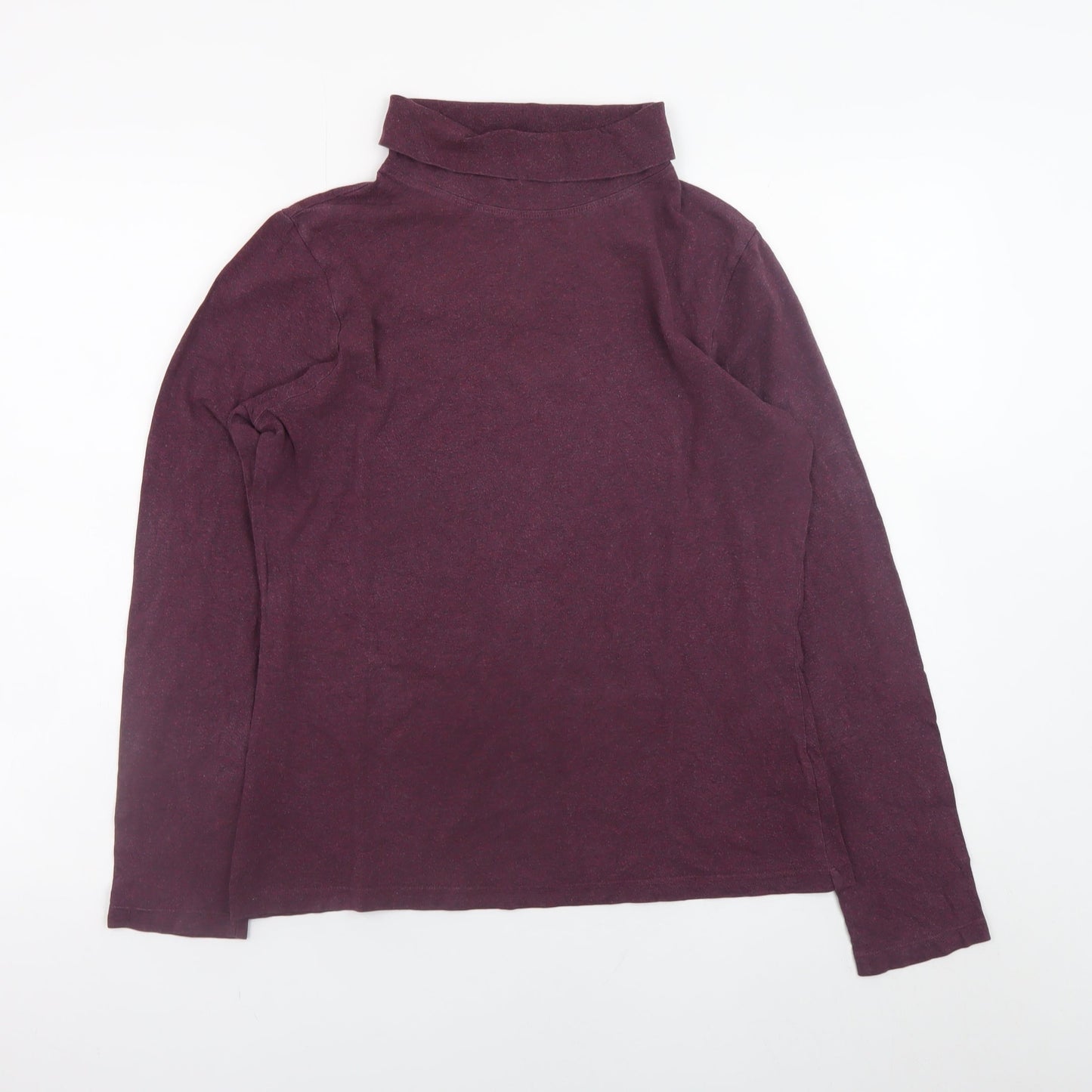 Seasalt Cornwall Womens Purple Roll Neck Long Sleeve Cotton Top Size 14