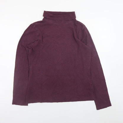 Seasalt Cornwall Womens Purple Roll Neck Long Sleeve Cotton Top Size 14