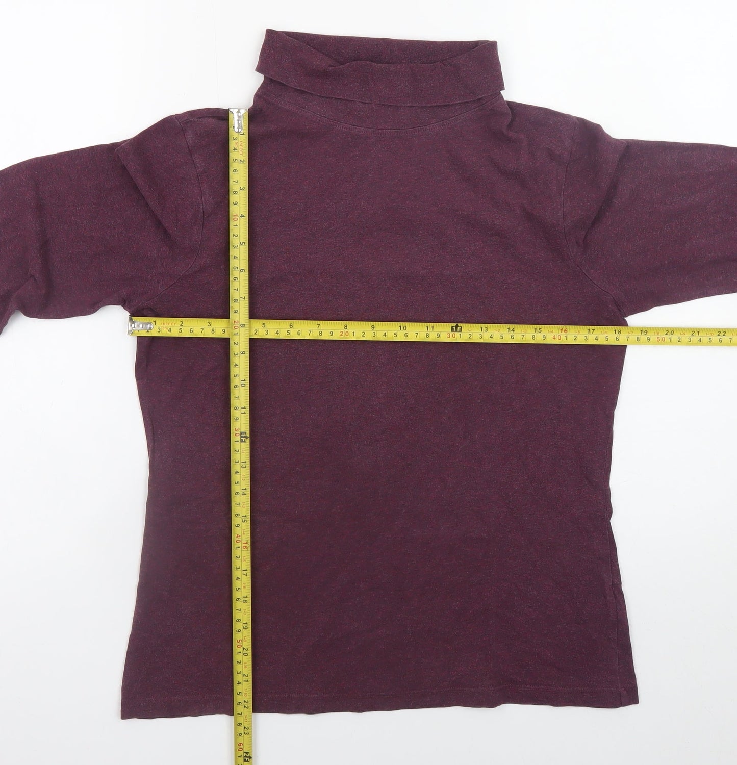 Seasalt Cornwall Womens Purple Roll Neck Long Sleeve Cotton Top Size 14