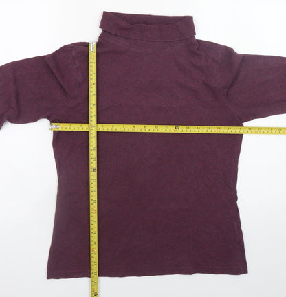 Seasalt Cornwall Womens Purple Roll Neck Long Sleeve Cotton Top Size 14