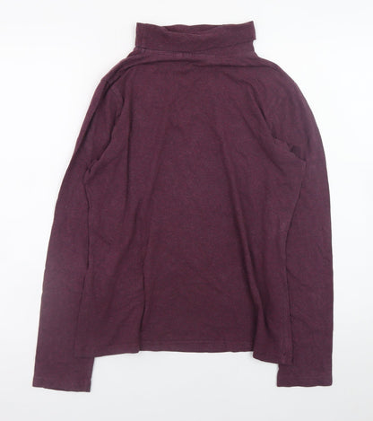 Seasalt Cornwall Womens Purple Roll Neck Long Sleeve Cotton Top Size 14