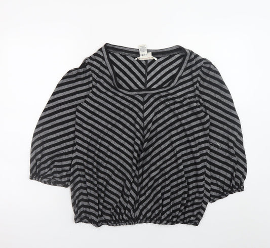 Womens UK Size L Studio M Grey Jersey Blouse