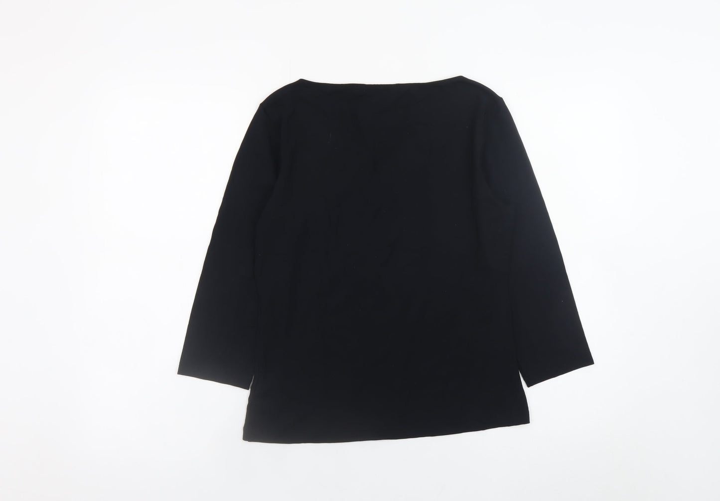 Marks and Spencer Women Black UK 12 Long Sleeve Top with Floral Applique