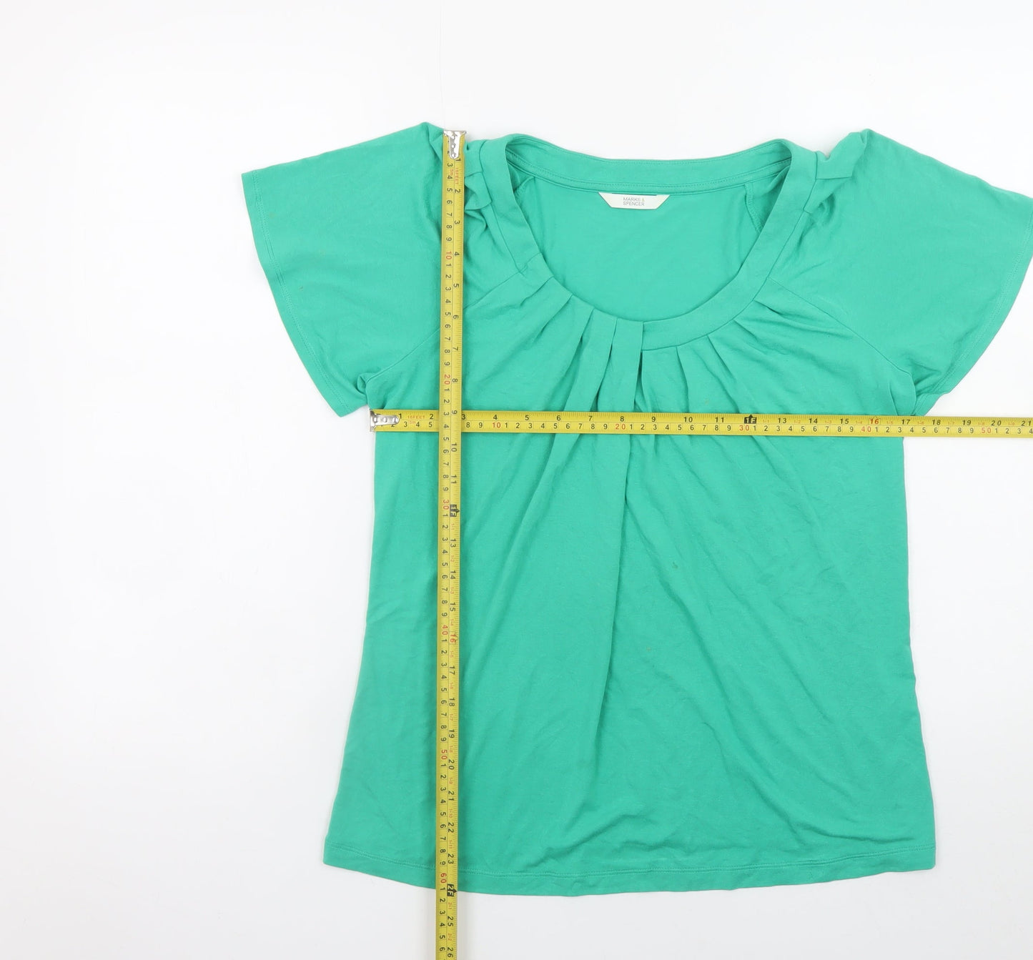 Womens UK Size 8 Marks and Spencer Green Basic T-Shirt