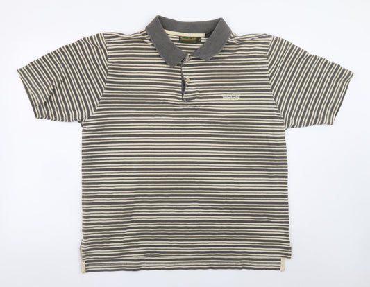 Timberland Men’s Beige Striped Cotton Polo Shirt XL Regular Fit