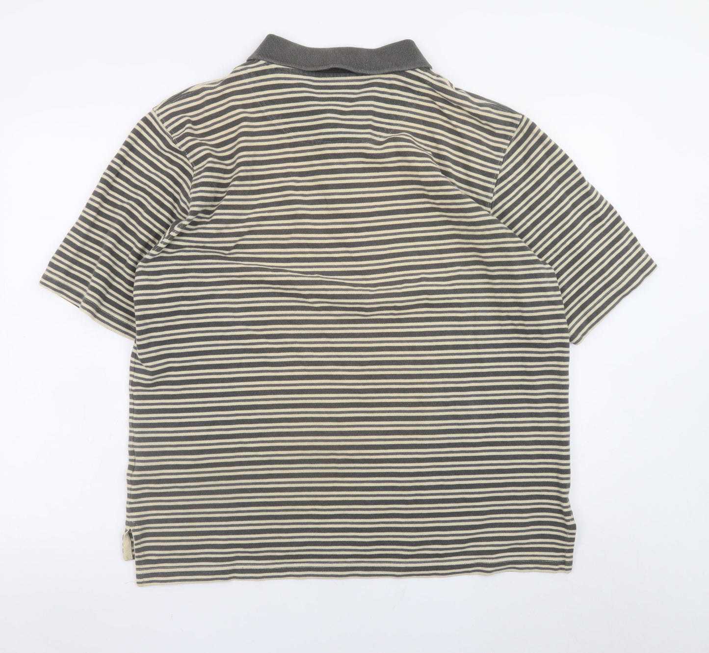 Timberland Men’s Beige Striped Cotton Polo Shirt XL Regular Fit