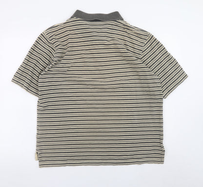 Timberland Men’s Beige Striped Cotton Polo Shirt XL Regular Fit