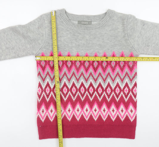 Oasis Women’s Multi-Colour Fair Isle Crew Neck Jumper XS