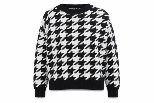 Vanessa Alexandra Women's Black Houndstooth Knit Pullover Jumper Size 12