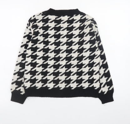 Vanessa Alexandra Women's Black Houndstooth Knit Pullover Jumper Size 12