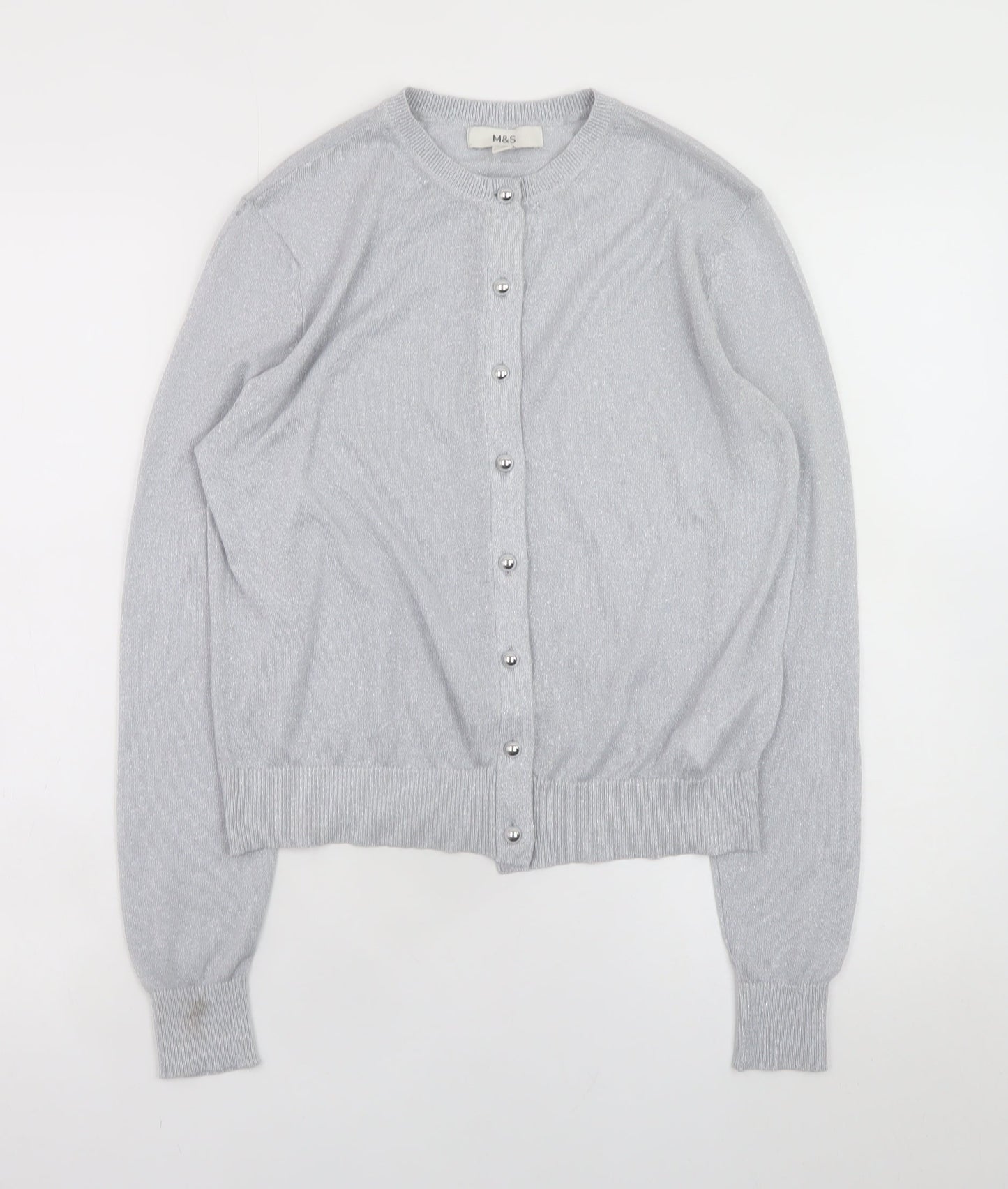 Womens UK Size 10 Marks and Spencer Silver Basic Button-Up