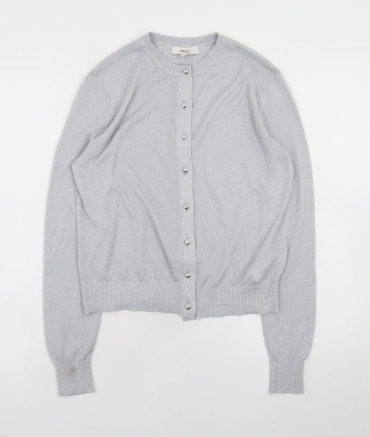 Womens UK Size 10 Marks and Spencer Silver Basic Button-Up