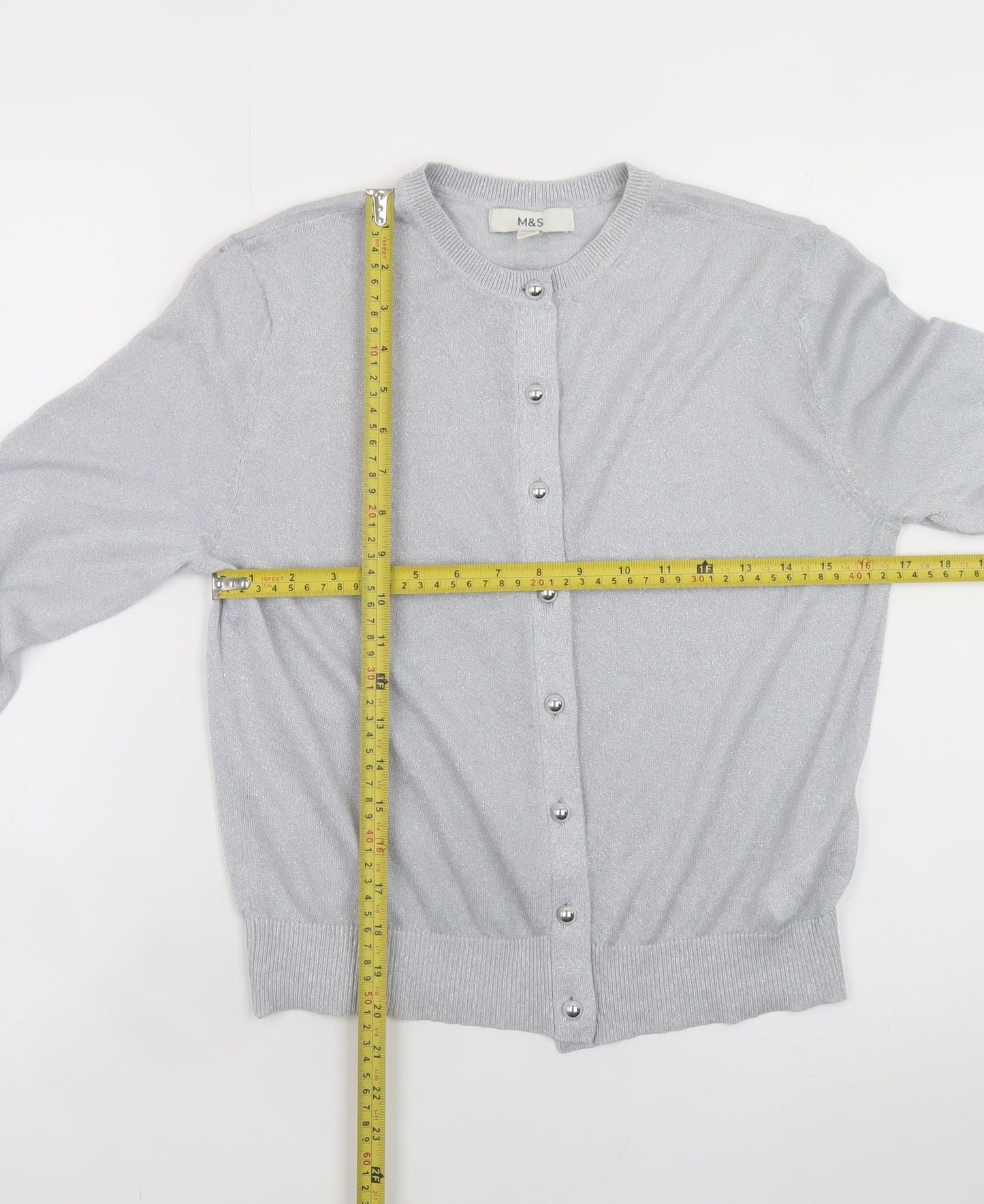 Womens UK Size 10 Marks and Spencer Silver Basic Button-Up