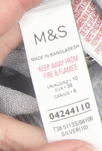 Womens UK Size 10 Marks and Spencer Silver Basic Button-Up