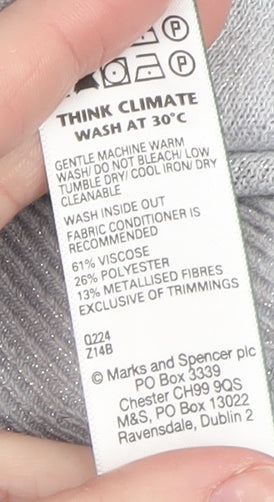 Womens UK Size 10 Marks and Spencer Silver Basic Button-Up