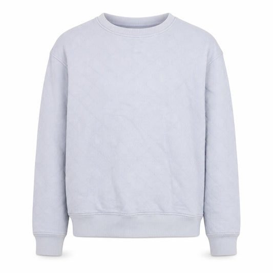 Front view of Hush Grey Quilted Cotton Crew Neck Sweatshirt S unisex