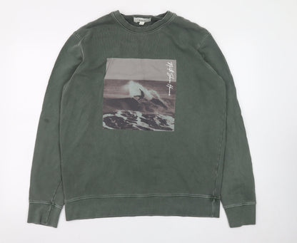 Mens UK Size L Marks and Spencer Green Pullover Sweatshirt