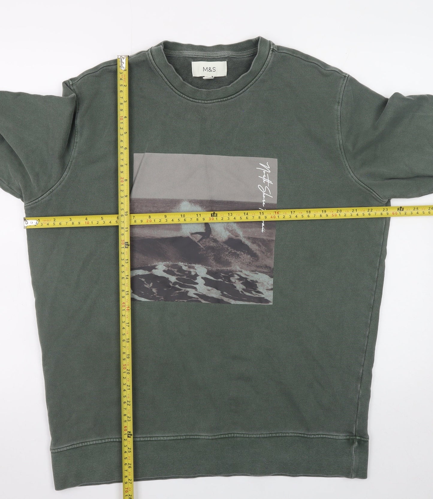 Mens UK Size L Marks and Spencer Green Pullover Sweatshirt