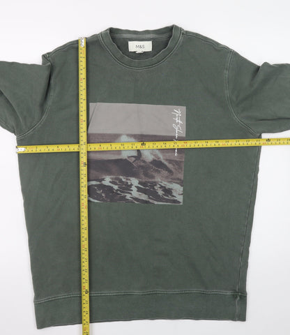 Mens UK Size L Marks and Spencer Green Pullover Sweatshirt