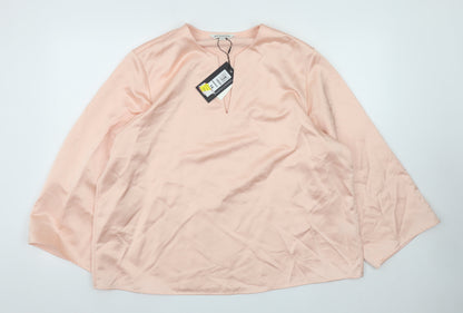 Marks and Spencer Women Pink Lyocell Blend Long Sleeve Blouse Size 14