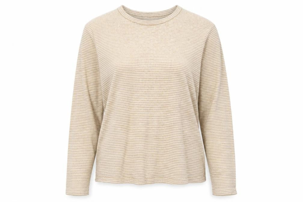 Gap Womens Beige Striped Cotton Linen Crew Neck Jumper M