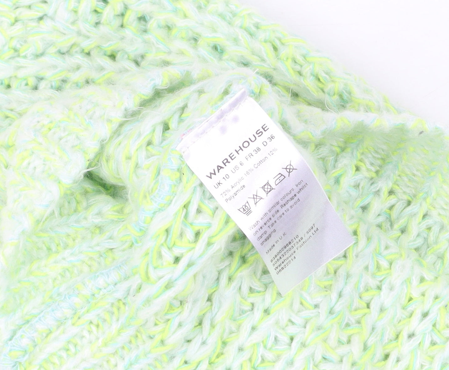 Womens UK Size 10 Warehouse Green Pullover Jumper