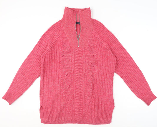 Womens UK Size M Marks and Spencer Pink 1/2 Zip Jumper