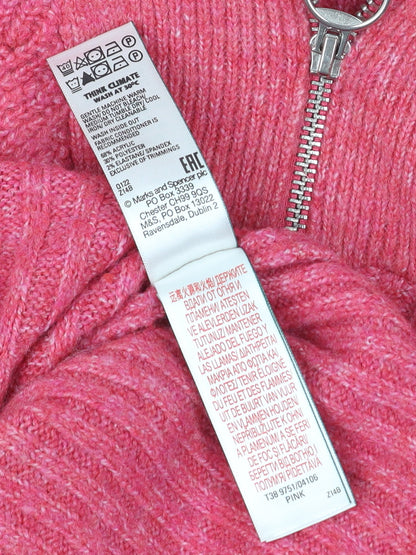 Womens UK Size M Marks and Spencer Pink 1/2 Zip Jumper