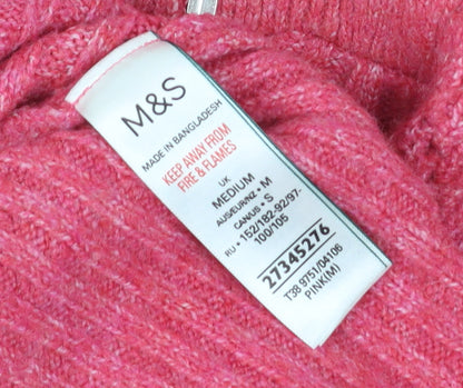 Womens UK Size M Marks and Spencer Pink 1/2 Zip Jumper