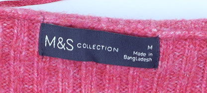 Womens UK Size M Marks and Spencer Pink 1/2 Zip Jumper