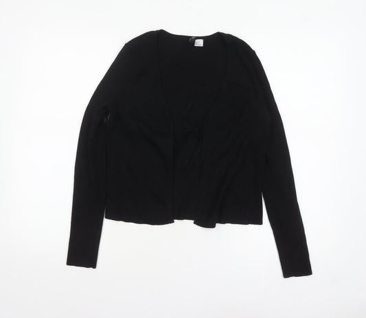 H&M Divided Women's Black L V-Neck Tie Front Knit Cardigan