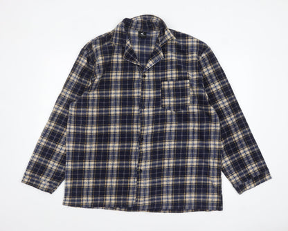 Pegasus Men's Navy Checked Pyjama Top L Long Sleeve Polyester
