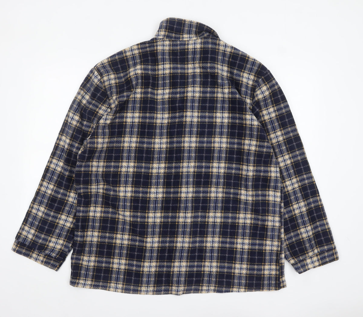 Pegasus Men's Navy Checked Pyjama Top L Long Sleeve Polyester