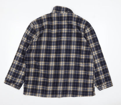 Pegasus Men's Navy Checked Pyjama Top L Long Sleeve Polyester