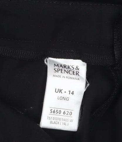 Marks and Spencer Women Black Size 14 Tall Straight Leg Trousers