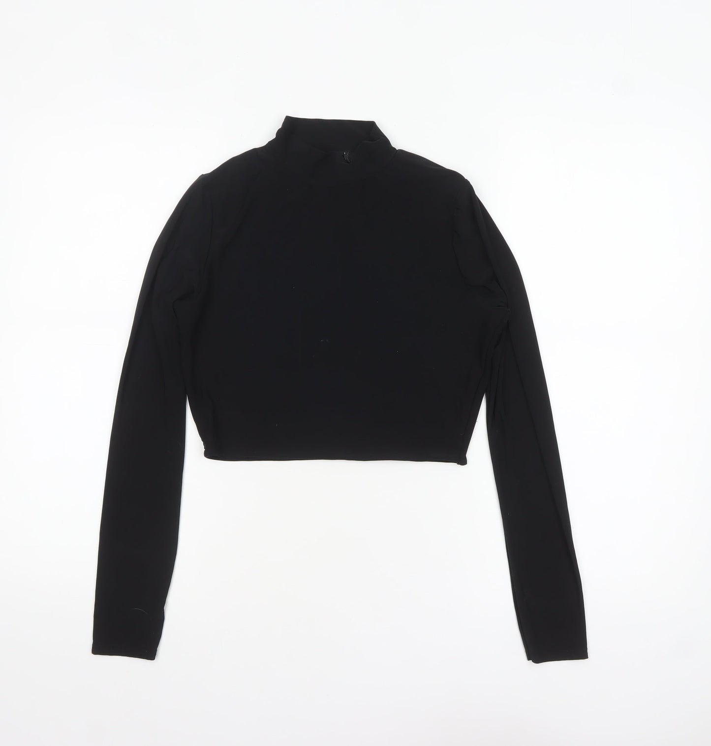 Womens UK Size 12 PRETTYLITTLETHING Black Cropped T-Shirt