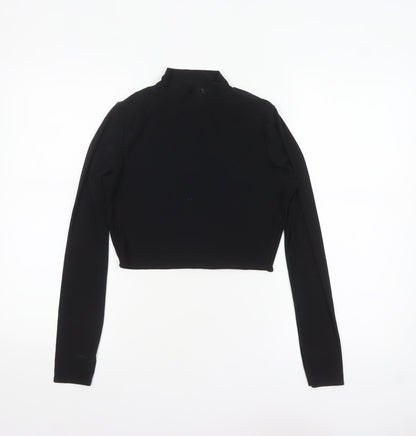 Womens UK Size 12 PRETTYLITTLETHING Black Cropped T-Shirt