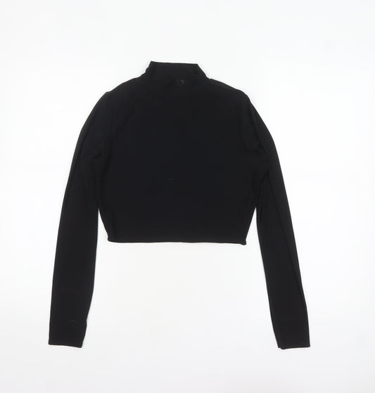 Womens UK Size 12 PRETTYLITTLETHING Black Cropped T-Shirt