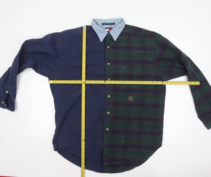 Tommy Hilfiger Men’s Blue Check Button-Up Shirt L Cotton Flannel