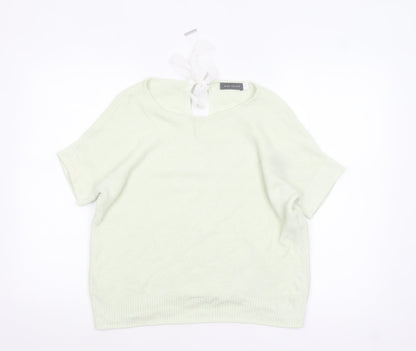Mint Velvet Womens Ivory Short Sleeve Knit Bow Back Jumper Size M