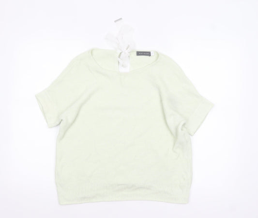 Mint Velvet Womens Ivory Short Sleeve Knit Bow Back Jumper Size M