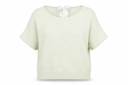 Mint Velvet Womens Ivory Short Sleeve Knit Bow Back Jumper Size M