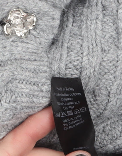 George Women Grey Cable-Knit Button Cardigan Size 12-14