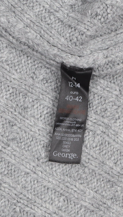 George Women Grey Cable-Knit Button Cardigan Size 12-14