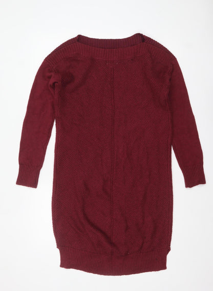 Womens UK Size 10 Fat Face Red Tunic Jumper