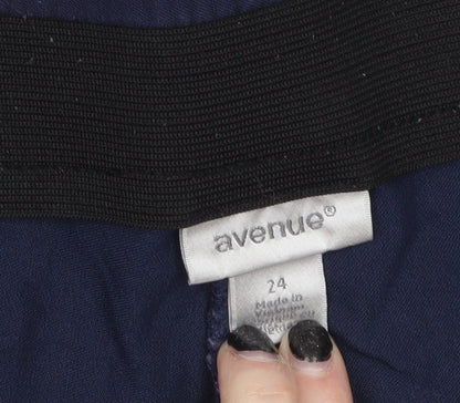 Avenue Women's Navy Blue Cropped Trousers Size 24 Plus Stretch Viscose Blend