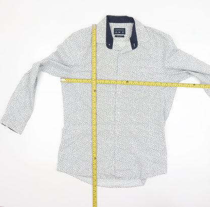 Tailoring by F&F Men's Blue Floral Slim Fit Long Sleeve Button-Up Shirt M