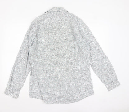 Tailoring by F&F Men's Blue Floral Slim Fit Long Sleeve Button-Up Shirt M